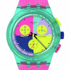 Swatch Casual Watch Multicolor Quartz Plastic NEON Flash Arrow -