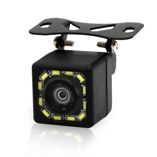 Car Backup Camera, 12 LED Night Vision Waterproof HD Rear View Camera, 170° Wide Angle Long License Plate Frame Reverse Camera for Universal Cars, SUV, Trucks, RV and More -