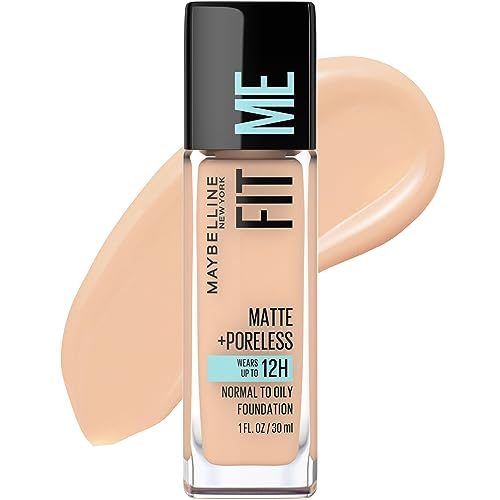 Maybelline Fit Me Matte + Poreless Liquid Oil-Free Foundation Makeup, Nude Beige, 1 Count (Packaging May Vary) -