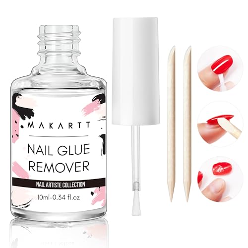 Makartt Nail Glue Remover for Press on Nails: 10ML Glue Off for Nail Tips Acrylic Nails Fake Nails Debonder Adhessive Remover Acetone-free Nail Polish Remover, Can't Remove Gel Nail Polish -