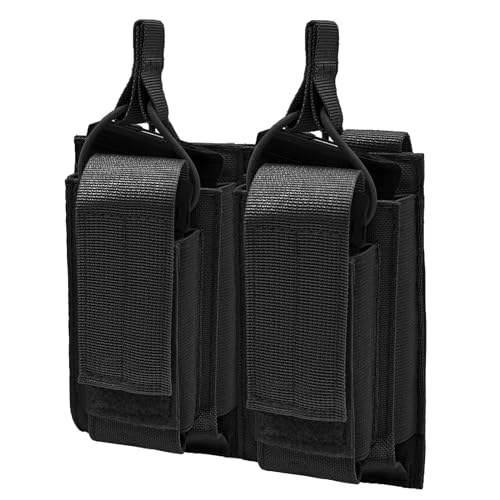 MFBJXC Tactical Molle Mag Pouch,Open Top Double Stacker Magazine Pouch Holder,Rifle & Pistol Mag Pouch for M4 M14 M16 AK AR-Black -