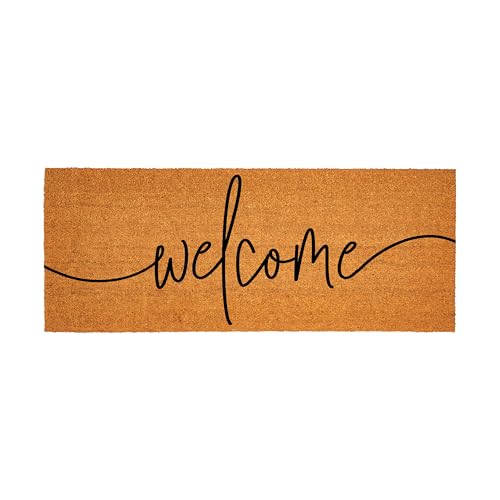 Evergreen Nature Coir Doormat, 2'x5' Large Welcome Mats for Double Doors, Outdoor Indoor Entrance Rug, Non-Slip Front Door Mat for Outside Porch Patio (Coastal Welcome, 60"x24") -