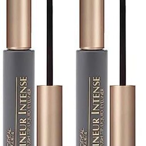 L'Oreal Paris Lineur Intense Brush Tip Liquid Eyeliner, Black, 0.24 fl; oz; (Packaging May Vary) (Pack of 2) -