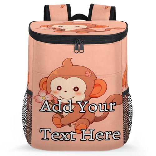 Obtravar Cartoon Monkey Custom Cooler Backpack Personalized Insulated Backpack Cooler Waterproof Leak Proof Large Capacity Cooler Bag -