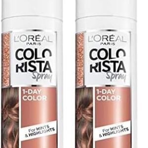 L'Oreal Paris Colorista 1-Day Washable Temporary Hair Color Spray, Rose Gold, 2 Ounces (Pack of 2) -