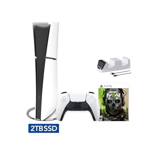 PlayStation 5 Slim Upgraded 2TB Digital Edition Call of Duty Modern Warfare II Bundle and Controller Charger - White, Slim PS5 2TB PCIe SSD Gaming Console [video game] [video game] [video game] [video game] [video game] [video game] [video game] [video gam -