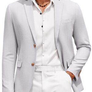 COOFANDY Mens Linen Suit Coat Cotton Linen Lightweight Jacket Regular Fit Linen Blazer Jakcet -