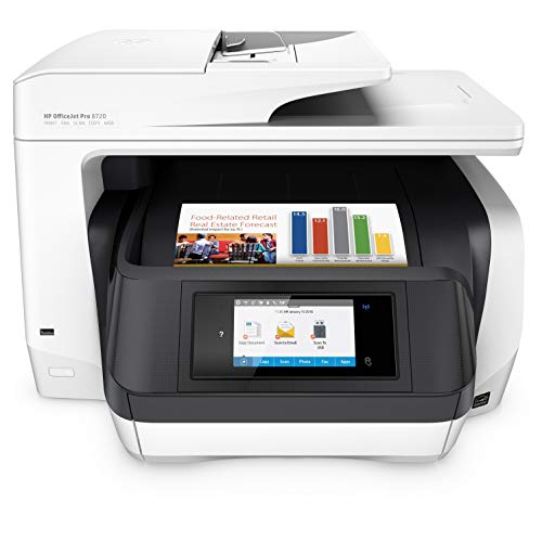 HP OfficeJet Pro 8720 All-in-One Wireless Color Printer, HP Instant Ink or Amazon Dash replenishment ready - White (M9L75A) -