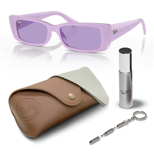 RAY-BAN RB4425 TERU BIO-BASED Rectangle Shape Sunglasses with Official Eyewear Care Kit Bundle -