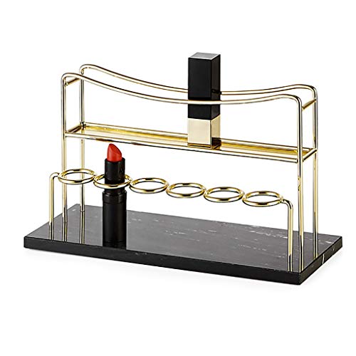 ASFD Makeup Case Gold Lipstick Holder Makeup Organizer Vanity Cosmetic Display Case Brushes Lipsticks Holder Marble Organizer for Drawer (Color : Gold) -