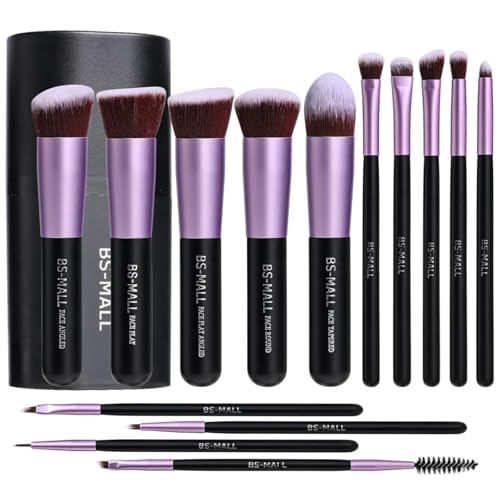 BS-MALL Makeup Brushes Premium Synthetic Foundation Powder Concealers Eye Shadows 14 Pcs Purple -
