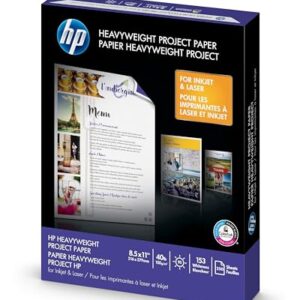HP HeavyWeight Project Paper, Matte, 8.5x11 in, 40 lb, 250 sheets, works with inkjet, PageWide, laser printers (Z4R14A) -