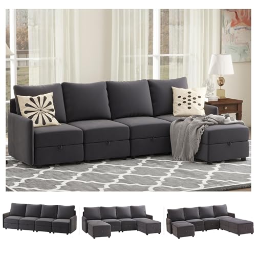 COMHOMA Convertible Sectional Sofa Couch Free Combination L/U Shaped Sofa with High Density Memory Foam Modular Oversized Cloud Couch for Living Room, Apartment and Small Space 5 Seaters -