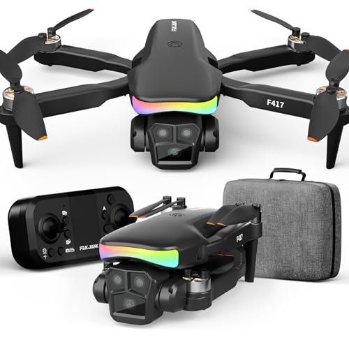 F417 Drone with Camera 1080P for Beginners and Adults,RGB LED Light 90°Electric Adjustable Lens,FPV Drone Mini RC Quadcopter with Live Video Camera,360° Flip,One Key Take Off/Land,Carry Case,Black -