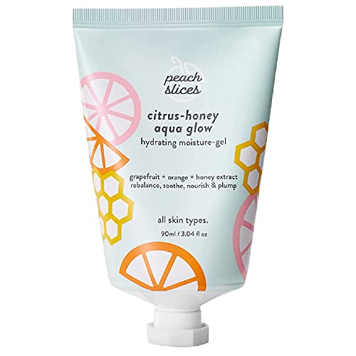 Peach Slices | Citrus-Honey Aqua Glow | Hydrating Moisture Gel | Face Moisturizer | For Sensitive, Dry, Oily, Dull, & Acne Prone Skin | Honey Extract | For All Skin Types | Korean Skin Care | 3.04 oz -