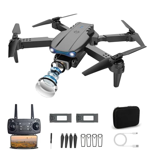 Foldable Drone for Beginners with 1080P Dual Cameras, One-Key Takeoff/Landing, Headless Mode, Altitude Hold, Gesture Control, Real-Time Transmission, LED Lights, Design(2 Battery) -