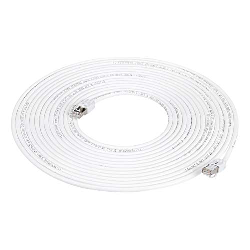 Amazon Basics RJ45 Cat 7 Ethernet Patch Cable, 10Gpbs High-Speed Cable, 600MHz, Double-Shielded, 50 Foot, White -