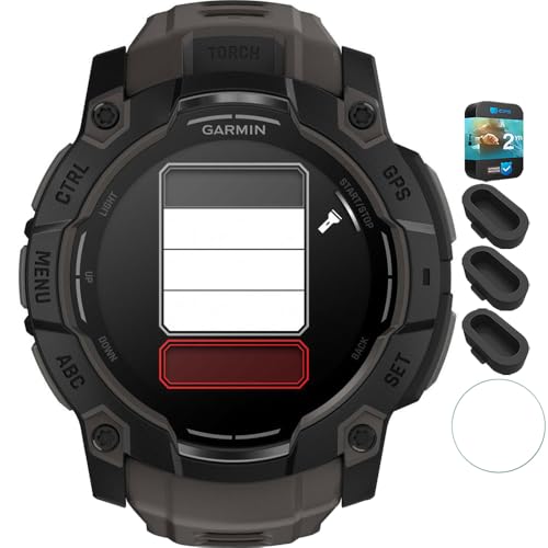 Garmin 010-03020-00 Instinct 3-50 mm Outdoor GPS Smartwatch AMOLED Black with Black Band Bundle with Silicone Dust Cover 3 Pack, Screen Protector and 2 YR CPS Enhanced Protection Pack -