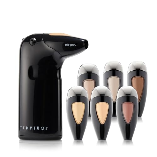 TEMPTU Air Discovery Airbrush Makeup Kit For Beginners, Personal, Or Professional Use, 8-Piece, Pre-Filled Airpod Makeup Essentials Set - Semi-Matte, Natural Finish, Light/Medium -