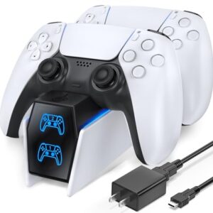 OIVO PS5 Controller Charger PS5 Accessories Kits with Fast Charging AC Adapter, Controller Charging Stand for PlayStation 5, Docking Station Replacement for DualSense Charging Station -