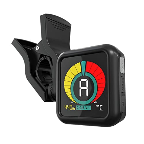 KLIQ UberTuner - Professional Clip-On Tuner for All Instruments (multi-key modes) - with Guitar, Ukulele, Violin, Bass & Chromatic Tuning Modes (also for Mandolin and Banjo), Black -