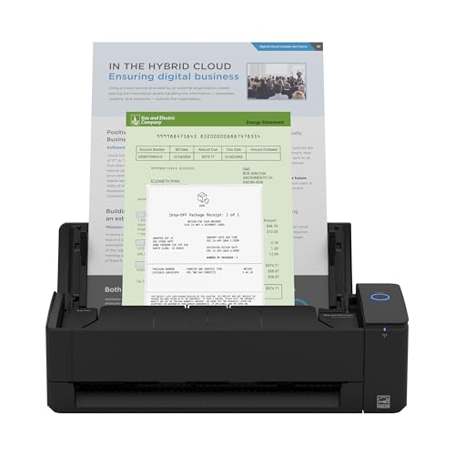 ScanSnap iX1300 Compact Wireless or USB Double-Sided Color Document, Photo & Receipt Scanner with Auto Document Feeder and Manual Feeder for Mac or PC, Black -