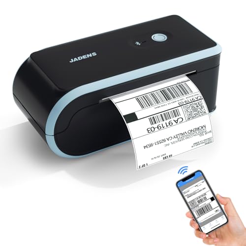 JADENS Bluetooth Thermal Label Printer, Wireless Label Printer with Built-in Paper Bin, Compatible with iOS, Android, Windows, Mac, Chromebook, Widely Used for Etsy, Ebay, Shopify, USPS -