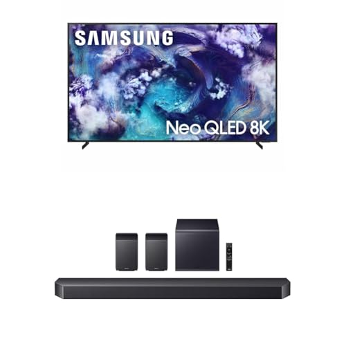 Samsung 75-Inch Class Neo QLED 8K QN900F Series, Vision AI, Mini LED Smart TV (2025 Model, 75QN900F) Q990F 11.1.4ch Q Series Subwoofer + Rear Speaker, Wireless Dolby Atmos, (HW-Q990F, 2025) -