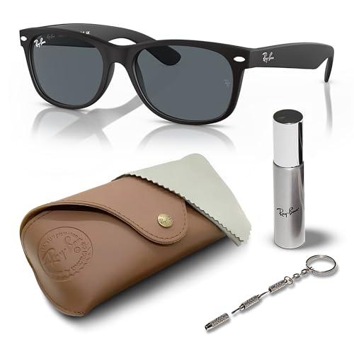 RAY-BAN RB2132 NEW WAYFARER CLASSIC Square Shape Sunglasses with Official Eyewear Care Kit Bundle -