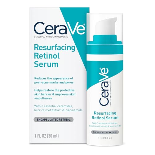 CeraVe Resurfacing Retinol Serum For Post Acne Marks, Formulated With Licorice Root Extract & Niacinamide, Brightening Serum & Pore Minimizer For Face, Post Acne Skin Barrier Repair, Non-Comedogenic -