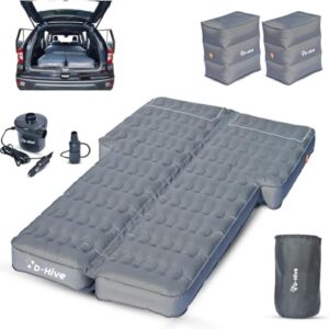 D-Hive Unbeatable Durability SUV Air Mattress for Car Camping, Durable Extra Thick 300D Oxford Fabric, Quick Easy Set-Up w/Electric Pump, Bed Mattress, Mattress for SUV, Car Air Mattress -