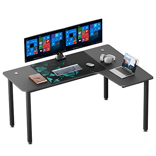 Eureka Ergonomic L Shaped Gaming Desk, 61 Inch Computer Corner Desk, Modern Office Study Writing Desk, Home Gaming Table with Mouse Pad & Cable Management, Sturdy Metal Frame, Easy to Assembly, Right -