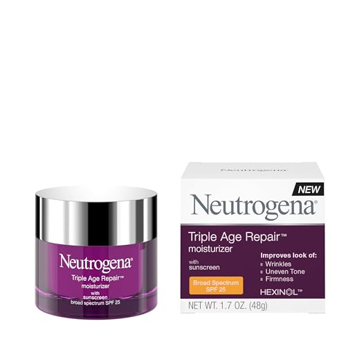 Neutrogena Triple Age Repair Face Moisturizer with SPF 25, 1.7 oz Jar, Anti-Aging Face Cream, SPF Moisturizer & Neck Cream, Anti Wrinkle Lotion for Dark Spots, Glycerin & Shea Butter -