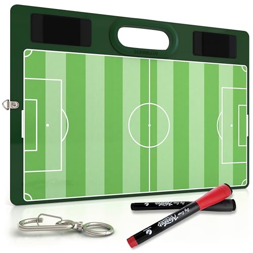 Soccer Dry Erase Coaching Board 15"x10.5" Whiteboard for Coaches - 2 Markers Included - Tactics Field Board for Soccer Coaching Equipment Accessories - Perfect Coach Gift -