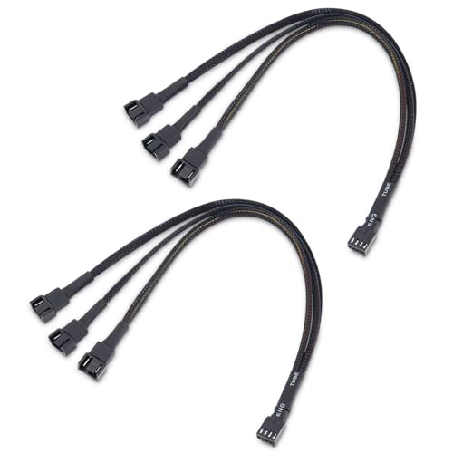 Cable Matters 2-Pack 3 Way 4 Pin PWM Fan Splitter Cable - 12 Inches / 30cm, 1x PWM-Controlled Fan with 2 Follower Fans, PC Fan Splitter 1 to 3 Converter, PC-Fan Extension Cable -