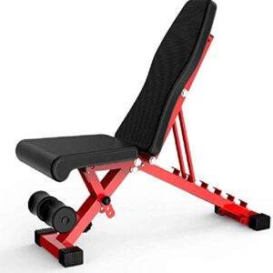 Adjustable Weight Bench Utility Gym Bench Multi-Purpose Sit Up Bench Flat/Incline/Decline Strength Training for Home Gym Red -