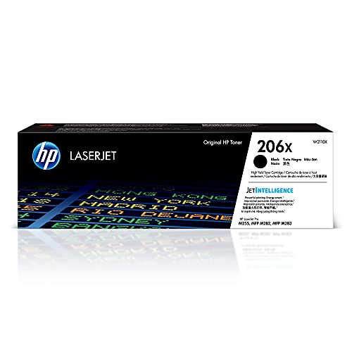 HP 206X Black High-yield Toner Cartridge | Works with HP Color LaserJet Pro M255, HP Color LaserJet Pro MFP M282, M283 Series | W2110X, Pack of 1, Black -