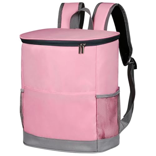 Insulated Cooler Backpack Large Waterproof Backpack Cooler Bags Insulated Leakproof Beach Cooler Bag with Side ＆ Front Pocket for Camping, Picnic, Travel, Rose Backpack with Cooler -