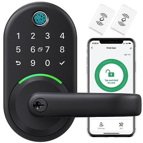 Smart Door Handle Lock with Keypad: Yamiry Fingerprint Smart Knob - Keyless Entry Digital Lock for Front Door - Deadbolt with APP - Generate Passcode Remotely - DIY Installation -