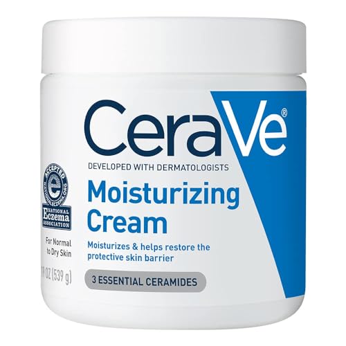 CeraVe Moisturizing Cream, Body and Face Moisturizer for Dry Skin, Body Cream with Hyaluronic Acid and Ceramides, Daily Moisturizer, Oil-Free, Fragrance Free, Non-Comedogenic, 19 Ounce -