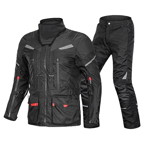 Motorcycle Jacket Pant Suit Waterproof Cold-Proof Motorbike Jacket Moto Motocross Riding Clothing Protective Gear 48 1 XXL -