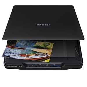 Epson Perfection V19 II Color Photo and Document Flatbed Scanner with 4800 dpi Optical Resolution, USB Power and High-Rise, Removable Lid -