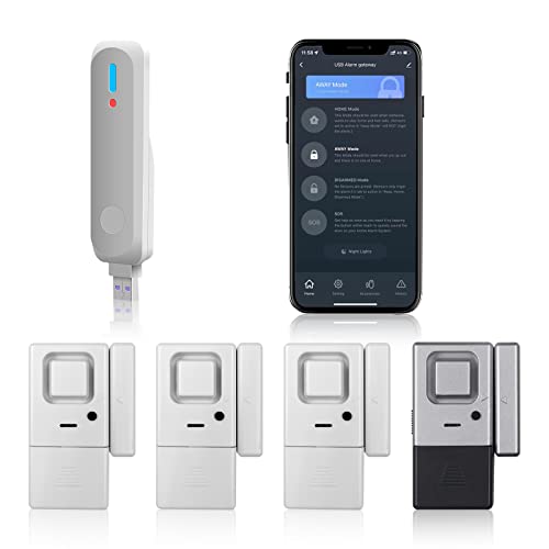 Door Window Alarm with APP Alerts - 5 Pack - with delay Alarm Sensor, Instant Alarm sensors, Wireless WiFi Window and Door Alarms for Home Security, Kids Safety, and More, by tolviviov -