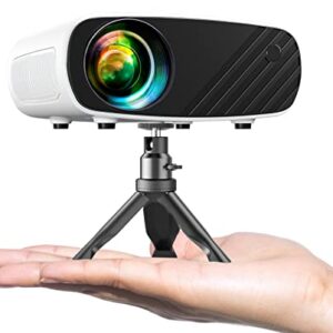 Mini Projector for iPhone, ELEPHAS 2024 Upgraded 1080P HD Projector, 8000L Portable Projector with Tripod, Movie Projector Compatible with Android/iOS/Windows/TV Stick/HDMI/USB -