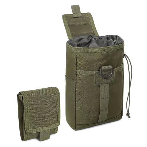 HAYUNEVER Tactical Molle Dump Pouch, Adjustable Drawstring Magazine Pouch, Roll Up Folding Mag Pouch Utility Waist Bag -