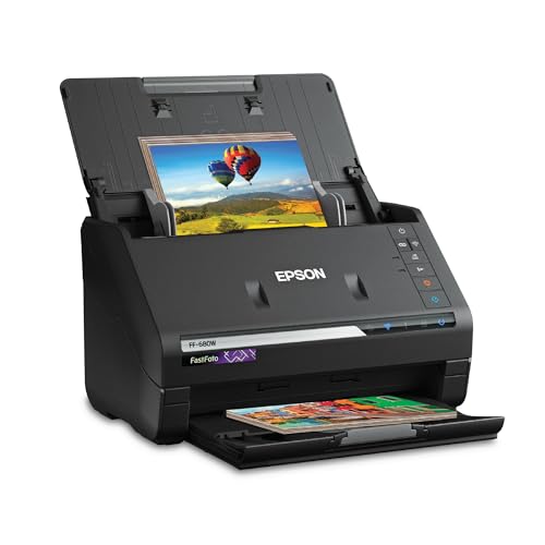 Epson FastFoto FF-680W Wireless High-Speed Photo and Document Scanning System, Black -