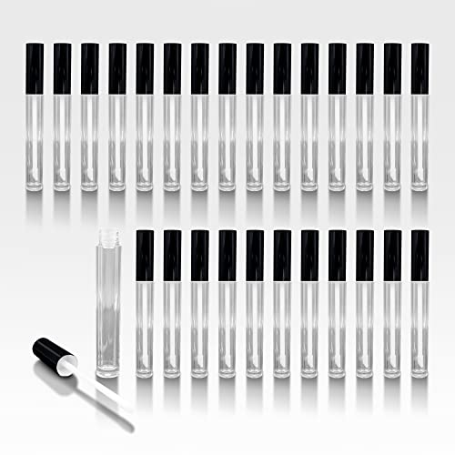 Cosmetic Packaging Now! Vibe Clear Lip Gloss Tubes w/Glossy Black Cap & Doe Foot Wand (Full Carton - 336 pack) -