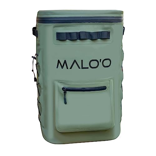 Malo'o Pro Adventure Insulated Backpack Cooler Holds 30 Cans for 48 Hours - Perfect Cooler Backpack Camping, Hiking, Fishing, Kayaking, Sports, or Beach- IceCell Technology Construction (Dark Green) -