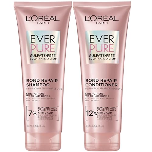 L'Oreal Paris EverPure Sulfate-Free Vegan Hair Care Kit - Shampoo and Conditioner to Strengthen and Repair Hair Bonds (Packaging May Vary) -