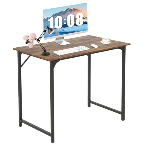 Ruesleag Computer Desk 39’’Study Working Table Gaming Writing Workstation Desk w/Sturdy Metal Frame Large Working Area PC Desk Space-Saving for Home Office Meeting Room School,Vintage -